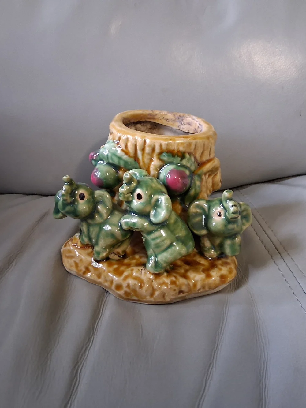 Vintage Majolica Style Elephant Planter